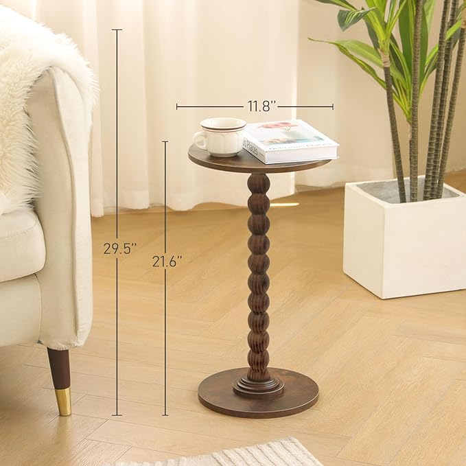 Walvi™ Modern Round Walnut Side Table - Image 2