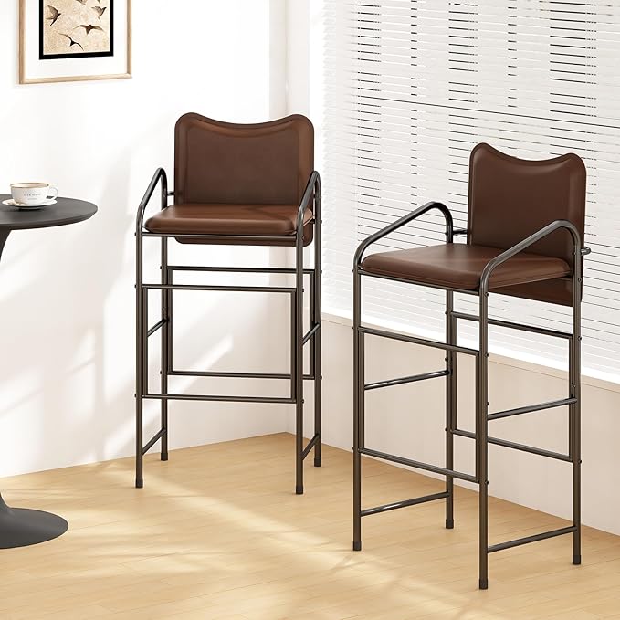 LuvoBar™ Industrial PU Leather Bar Stools